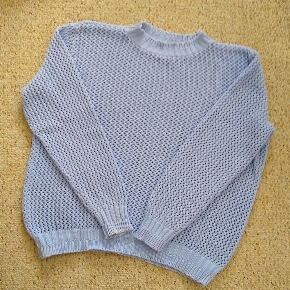 80s Vintage Cotton Crew Neck Sweater,  Periwinkle